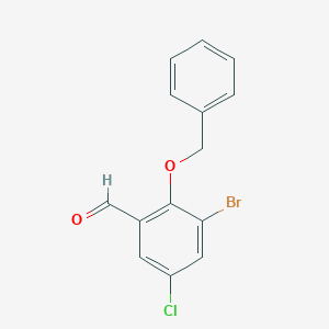 Benzaldehyde, 3-bromo-5-chloro-2-(phenylmethoxy)- Benzaldehyde, 3-bromo-5-chloro-2-(phenylmethoxy)-