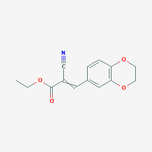2-Propenoic acid, 2-cyano-3-(2,3-dihydro-1,4-benzodioxin-6-yl)-, ethyl ester 2-Propenoic acid, 2-cyano-3-(2,3-dihydro-1,4-benzodioxin-6-yl)-, ethyl ester
