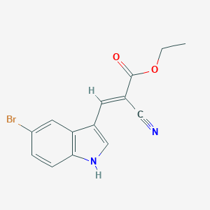 2-Propenoic acid, 3-(5-bromo-1H-indol-3-yl)-2-cyano-, ethyl ester, (2E)- 2-Propenoic acid, 3-(5-bromo-1H-indol-3-yl)-2-cyano-, ethyl ester, (2E)-